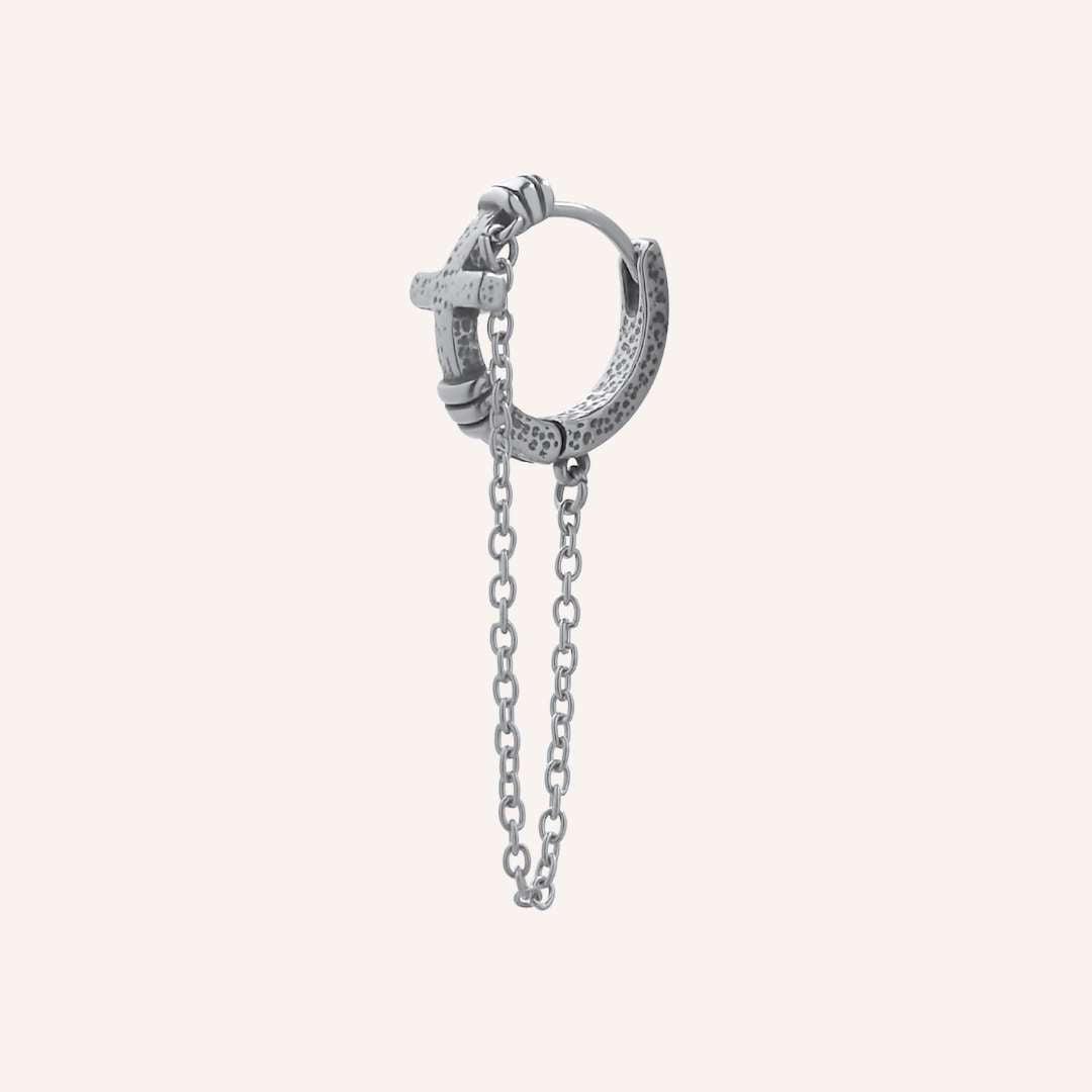 Escale Cross Chain Hoop Earring - BLFX
