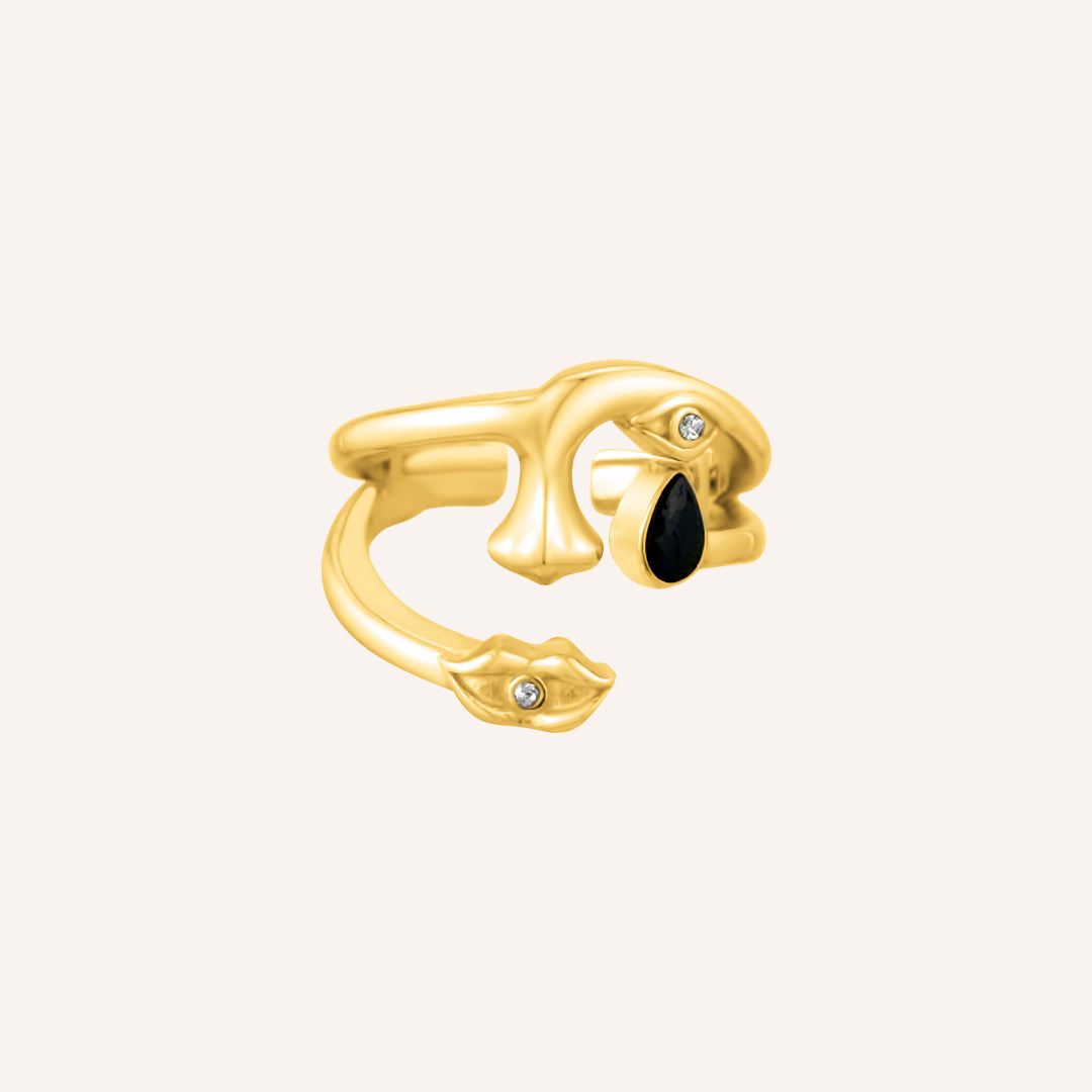 Adair Eye Nose Lips Ring - Gold