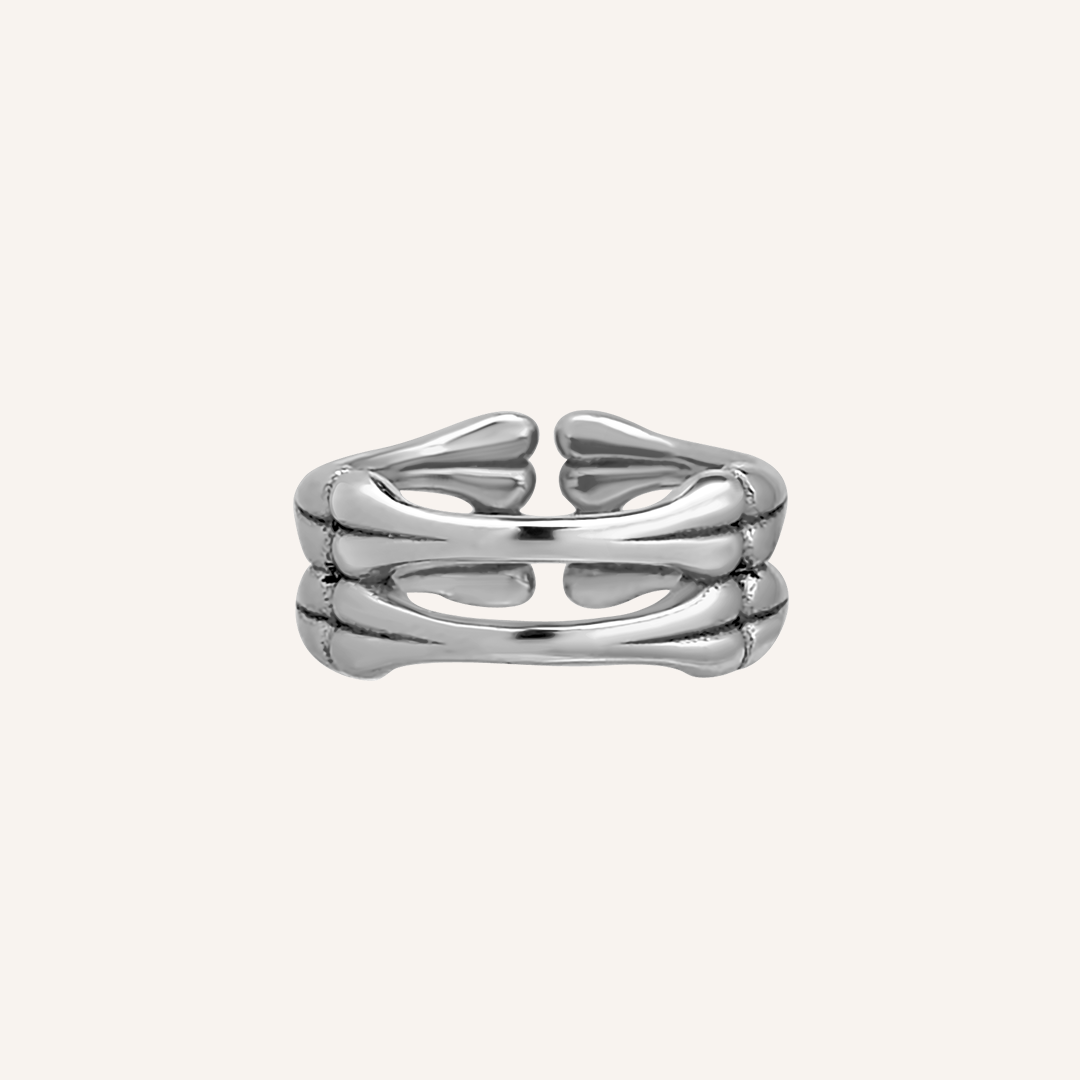 Alfredo Layered Bone Ring - Silver