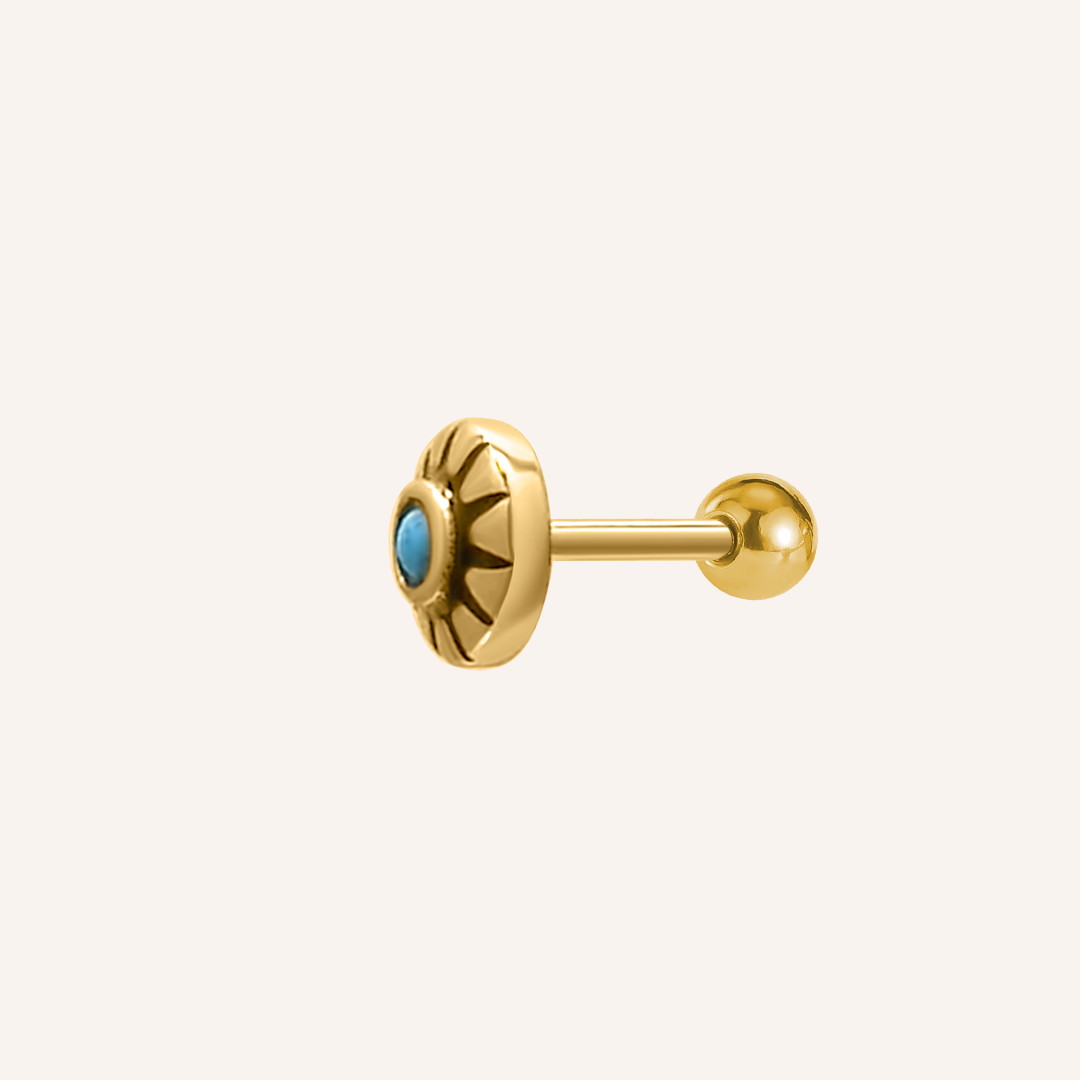 Amory Turquoise Sun Flat Back Earring - Gold (single)