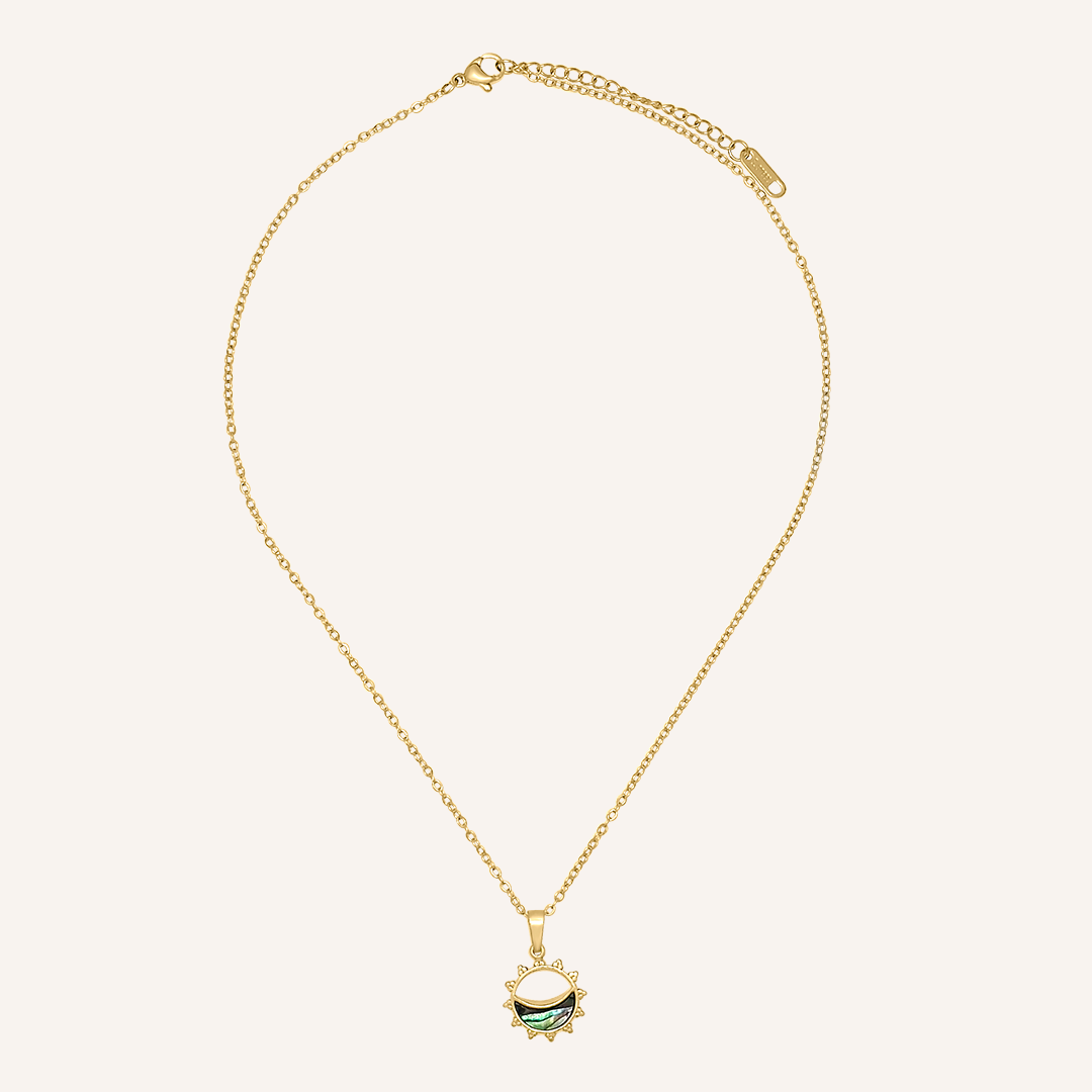 Angus Shell Sun Necklace - Gold Abalone