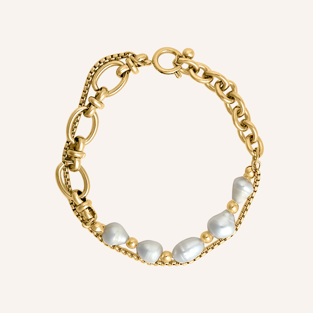 Archer Pearl Hybrid Chain Bracelet - Gold