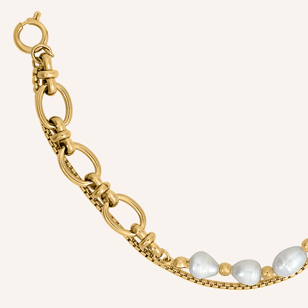 Archer Pearl Hybrid Chain Bracelet - Gold