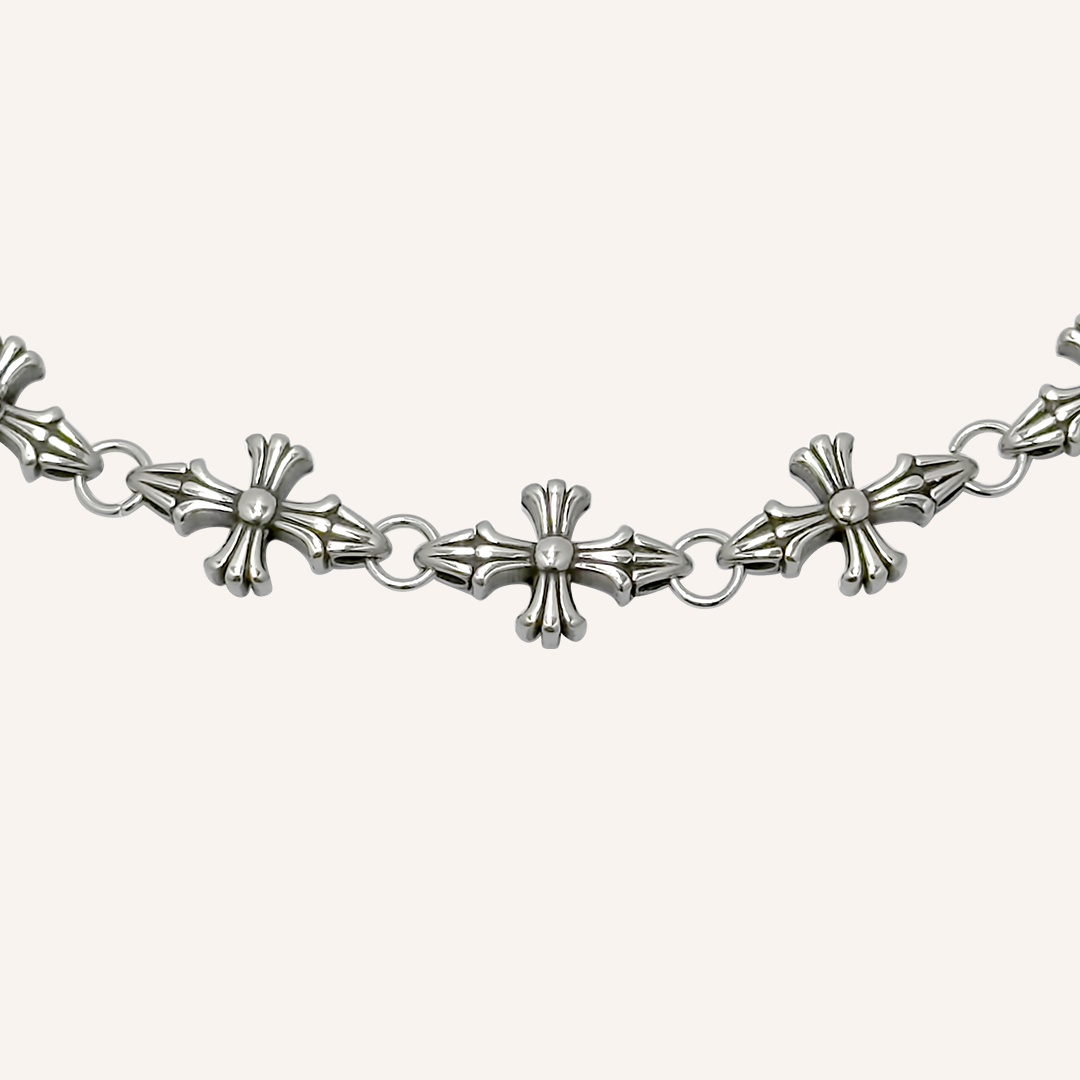 Avi Pointy Chrome Cross Bracelet