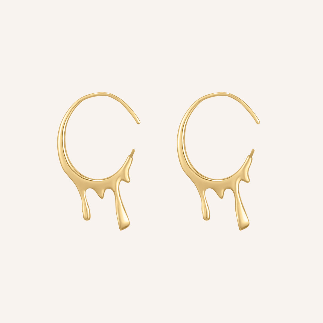 Bailey Melt Rhinestone Hoop Earrings - Gold