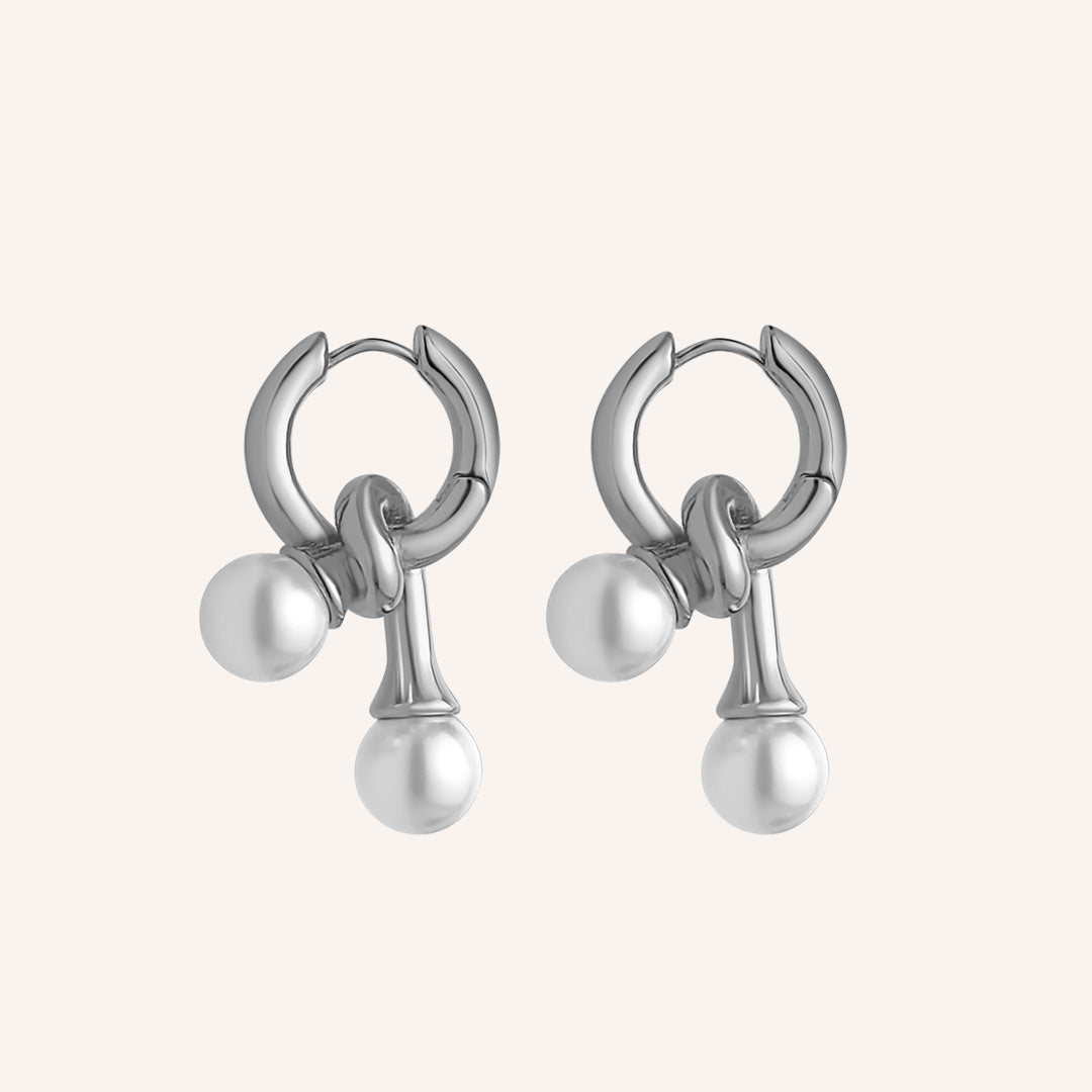 Balin Pearl Knot Hoop Earring - Silver