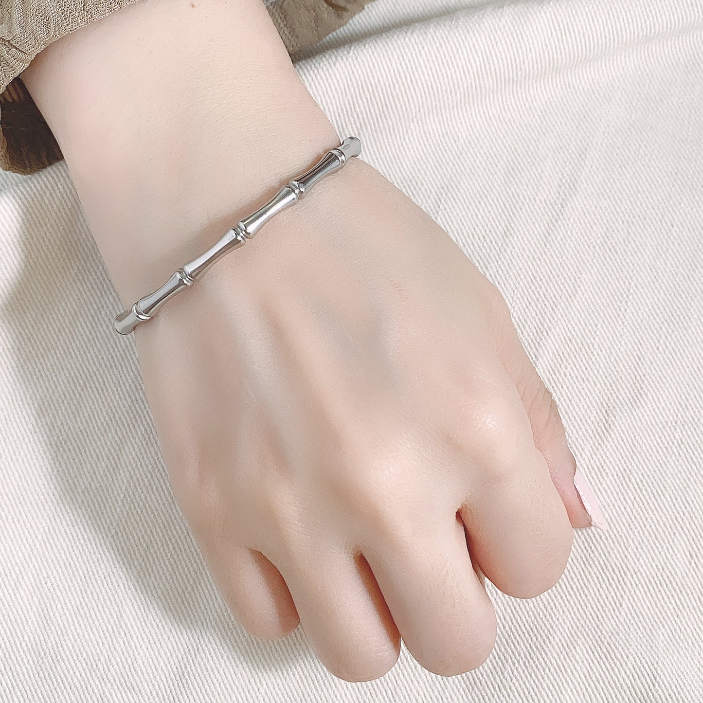 Bamboo Bangle - Silver