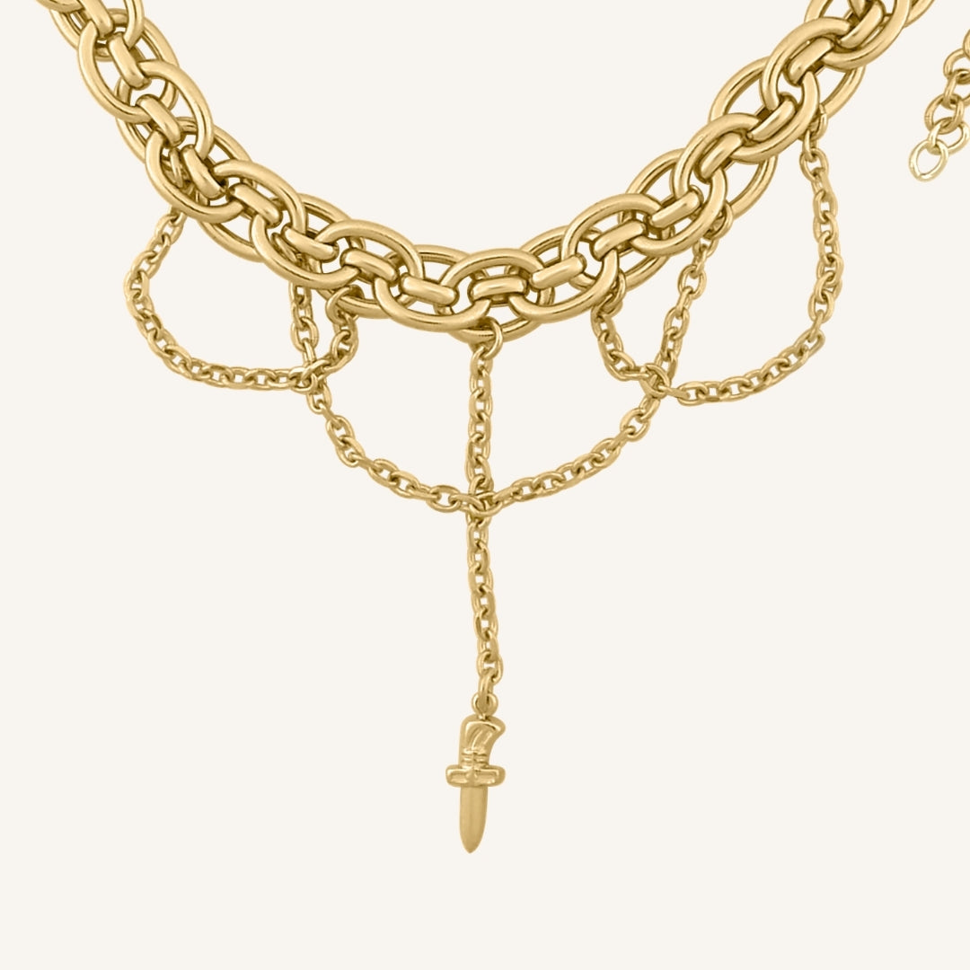 Bathin Chain Drop Sword Bracelet (Gold)