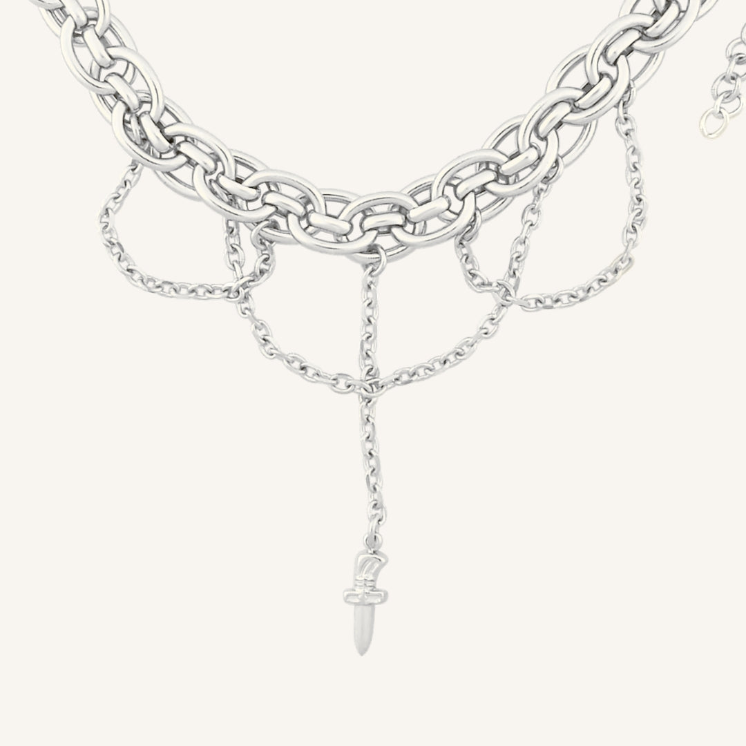 Bathin Chain Drop Sword Bracelet (Silver)