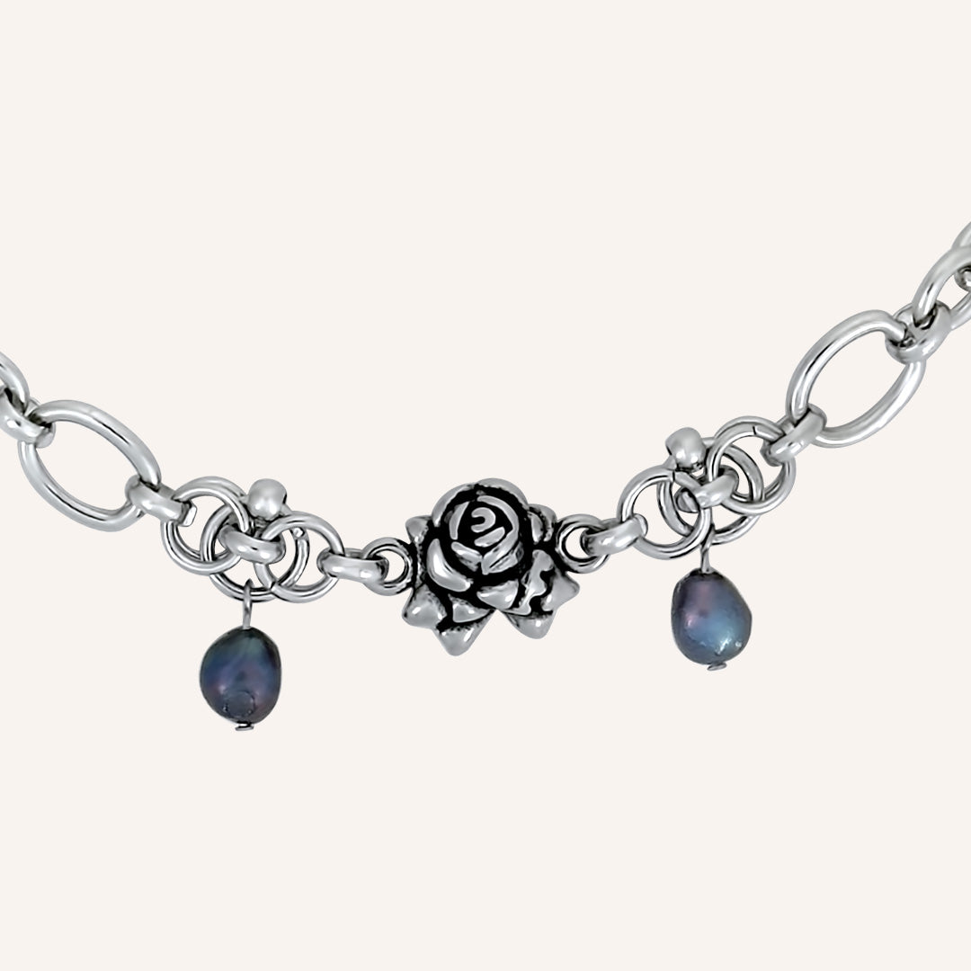 Belle Rose Purple Pearl Hybrid Chain Bracelet