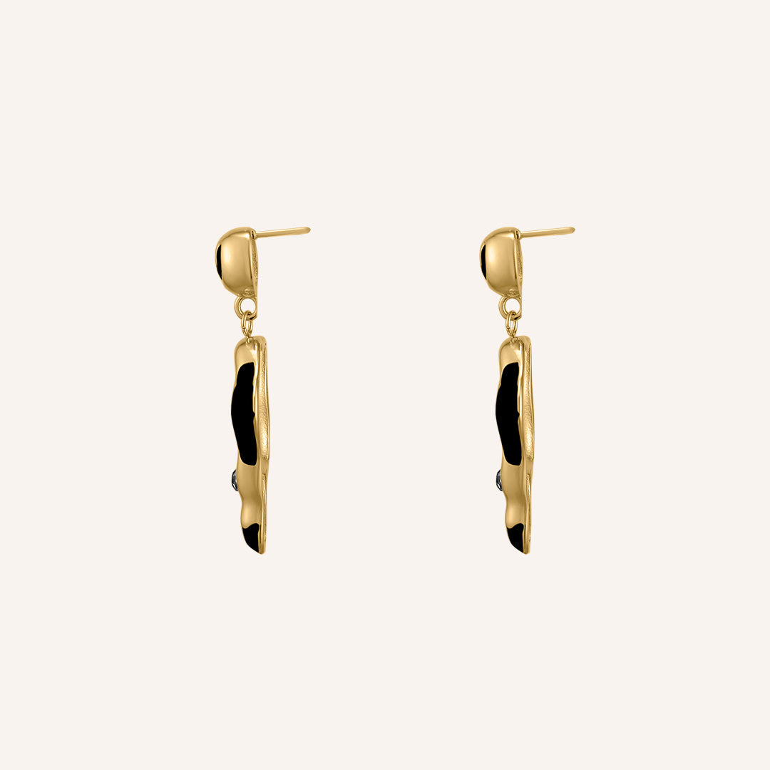 Bessie Open Lava Melt Drop Earrings - Gold