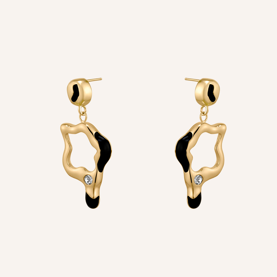 Bessie Open Lava Melt Drop Earrings - Gold