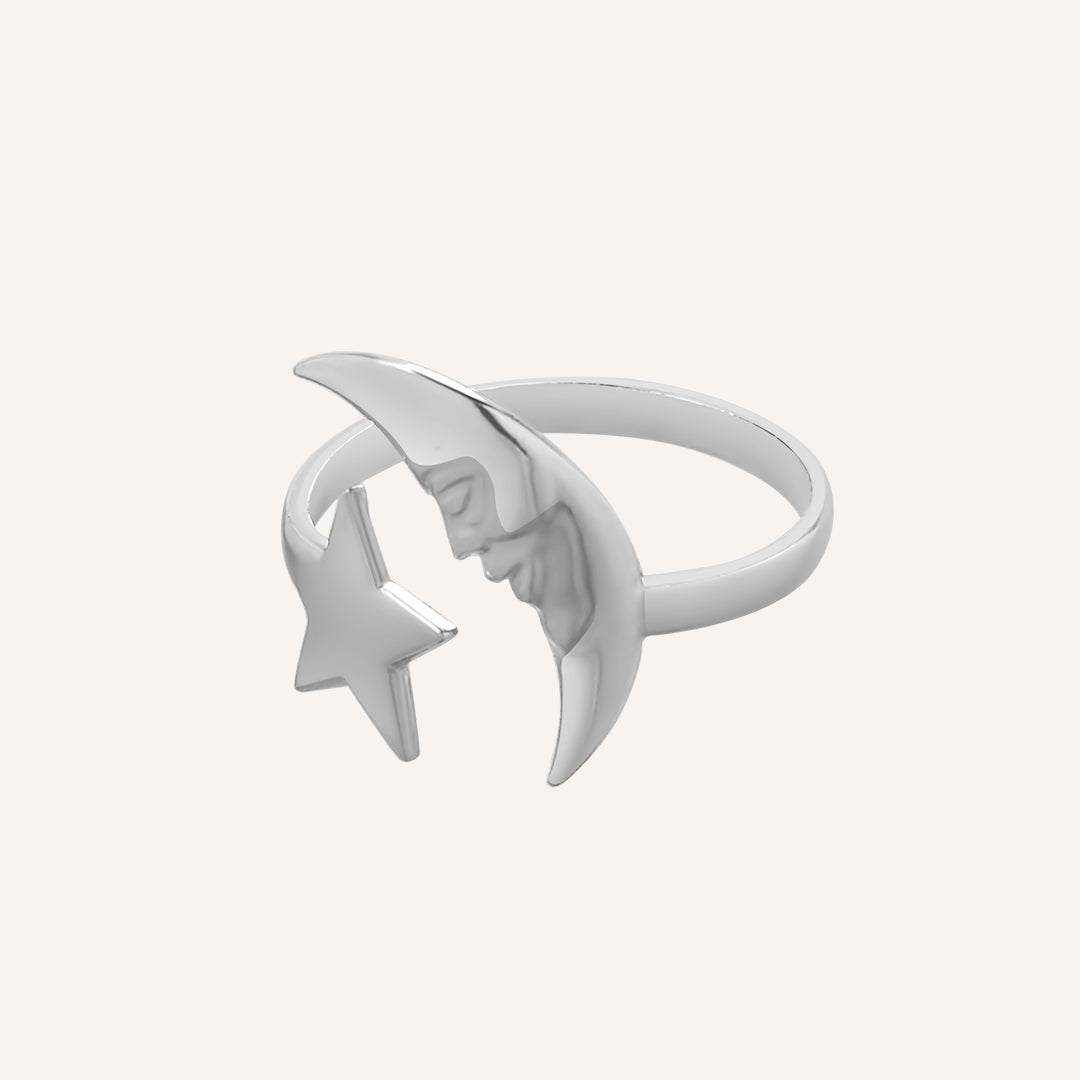 Bianca Moon and Star Ring - Silver