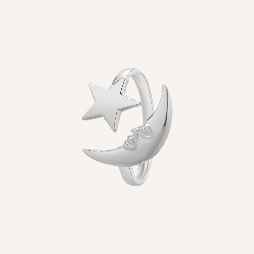 Bianca Moon and Star Ring - Silver