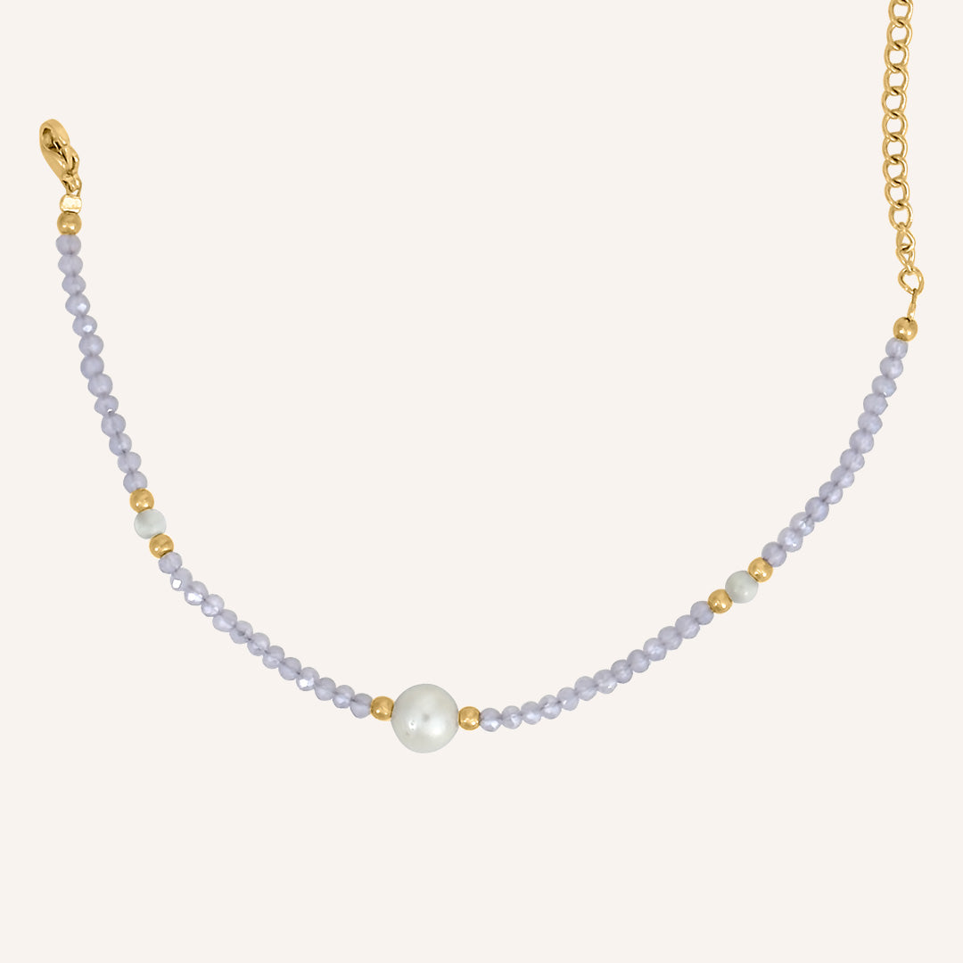 Cassian Lilac Bead and Pearl Bracelet