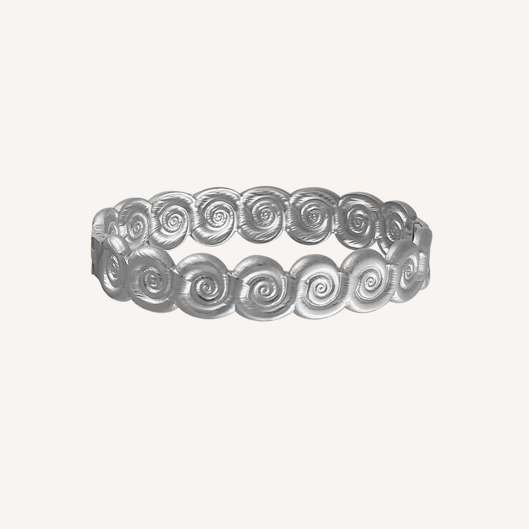 Cecily Spiral Snail Bangle - Silver
