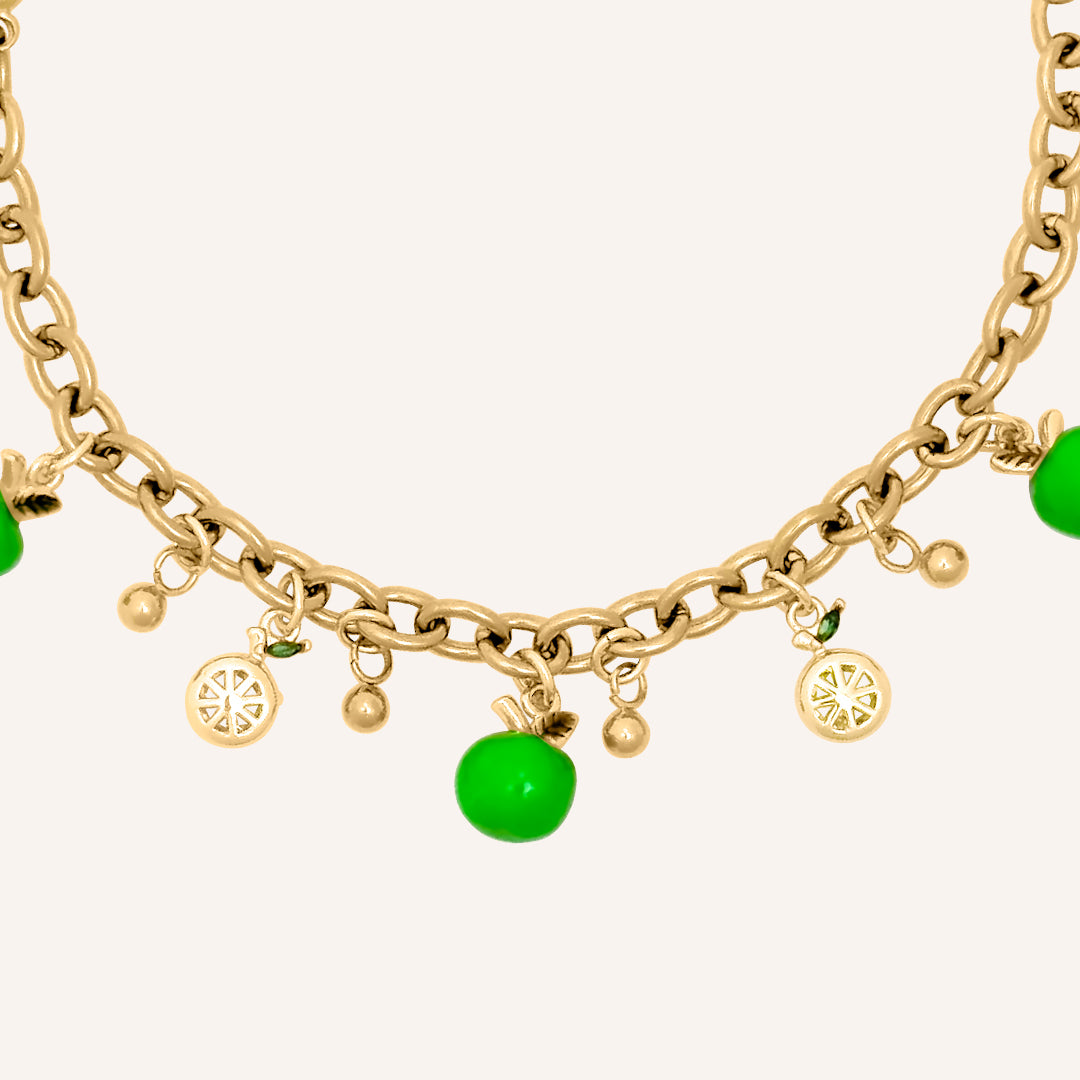 Chrisy Fruity Chain Bracelet - Green Apple