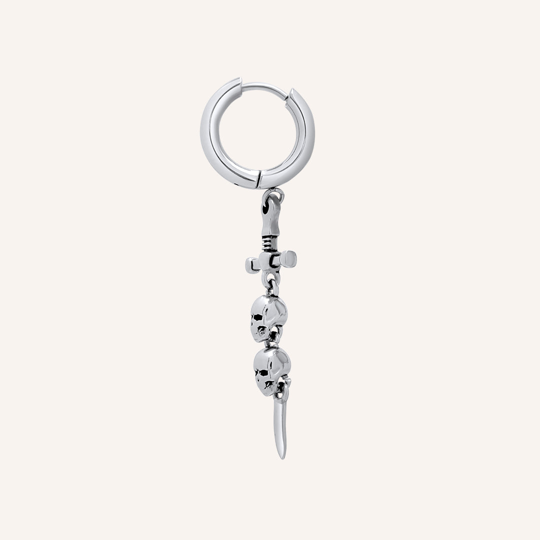 Clark Skull Sword Hoop Earring - Single