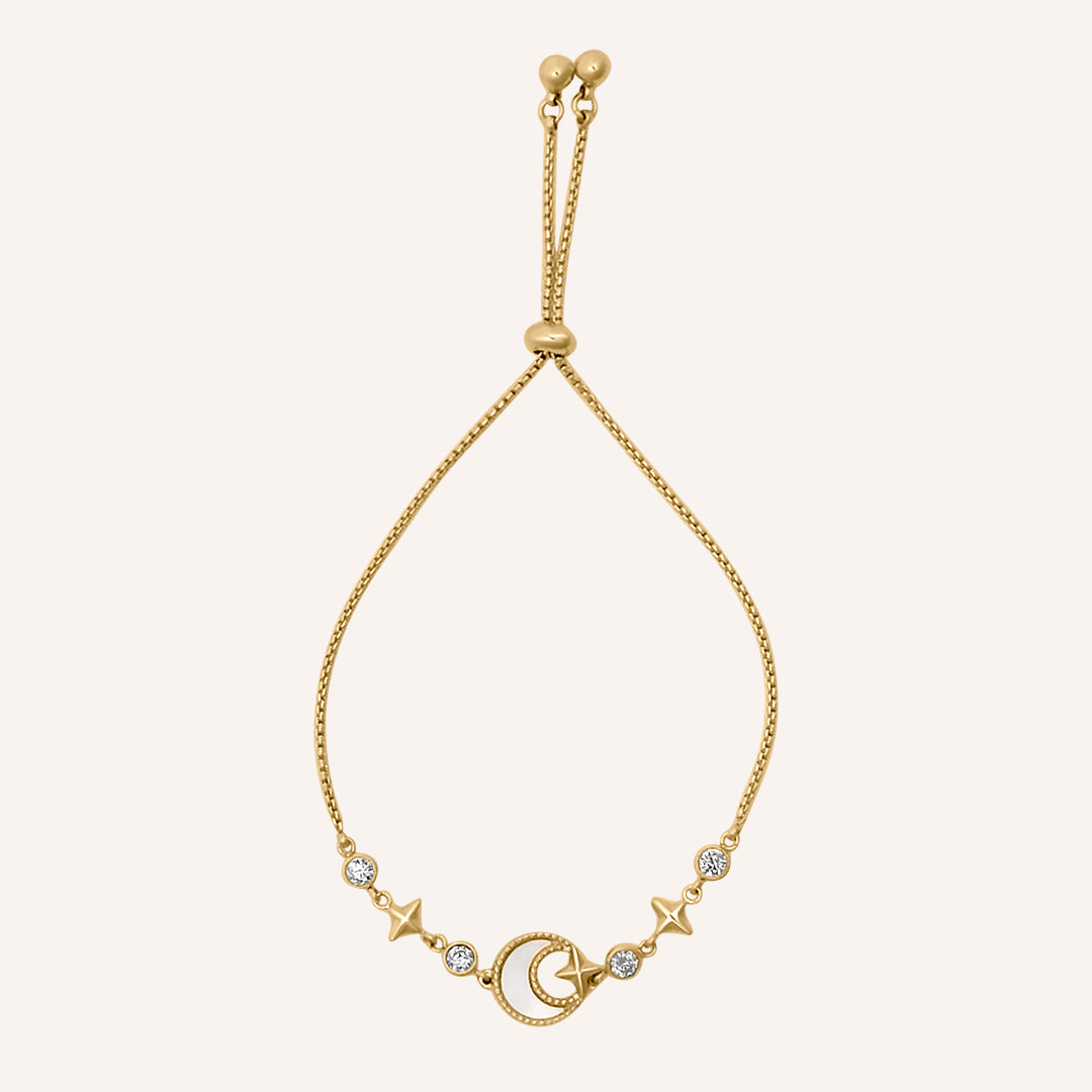 Desdemona Shell Moon Pull Bracelet - Gold
