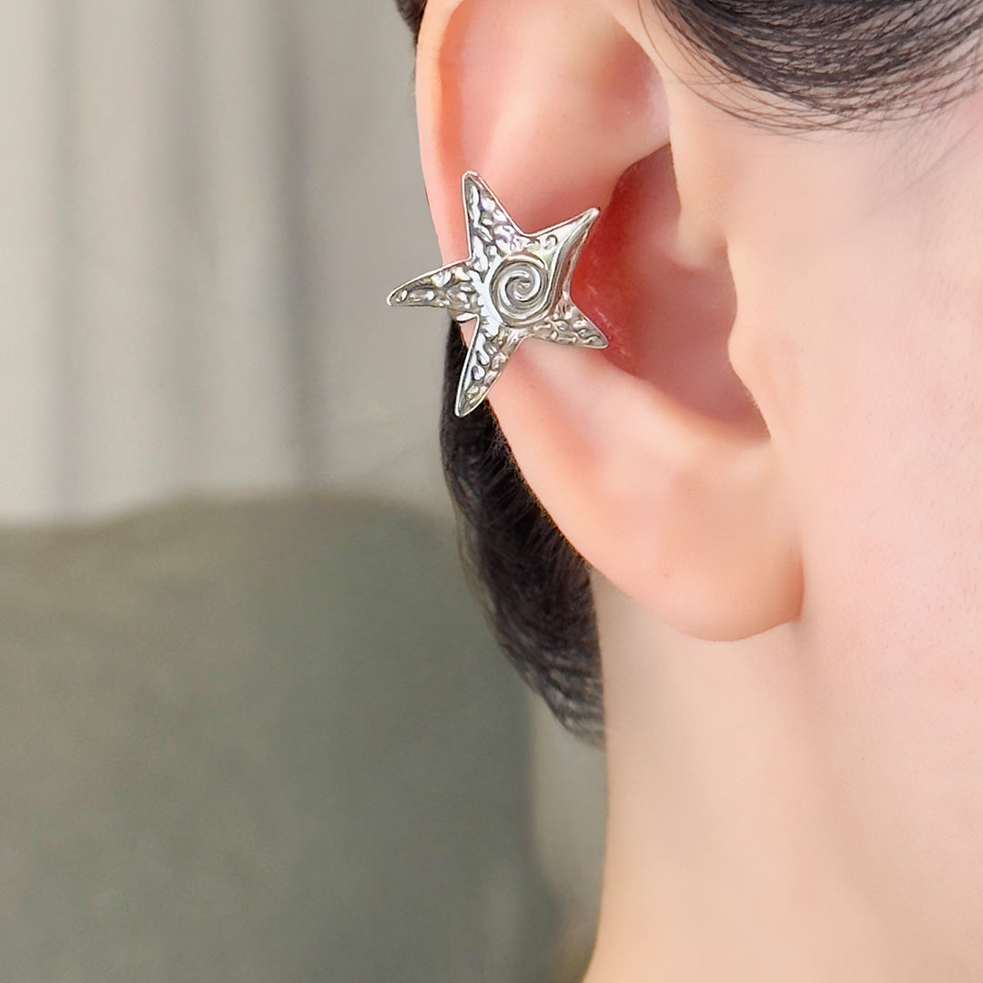 Diadem Spiral Star Ear Cuff - Silver