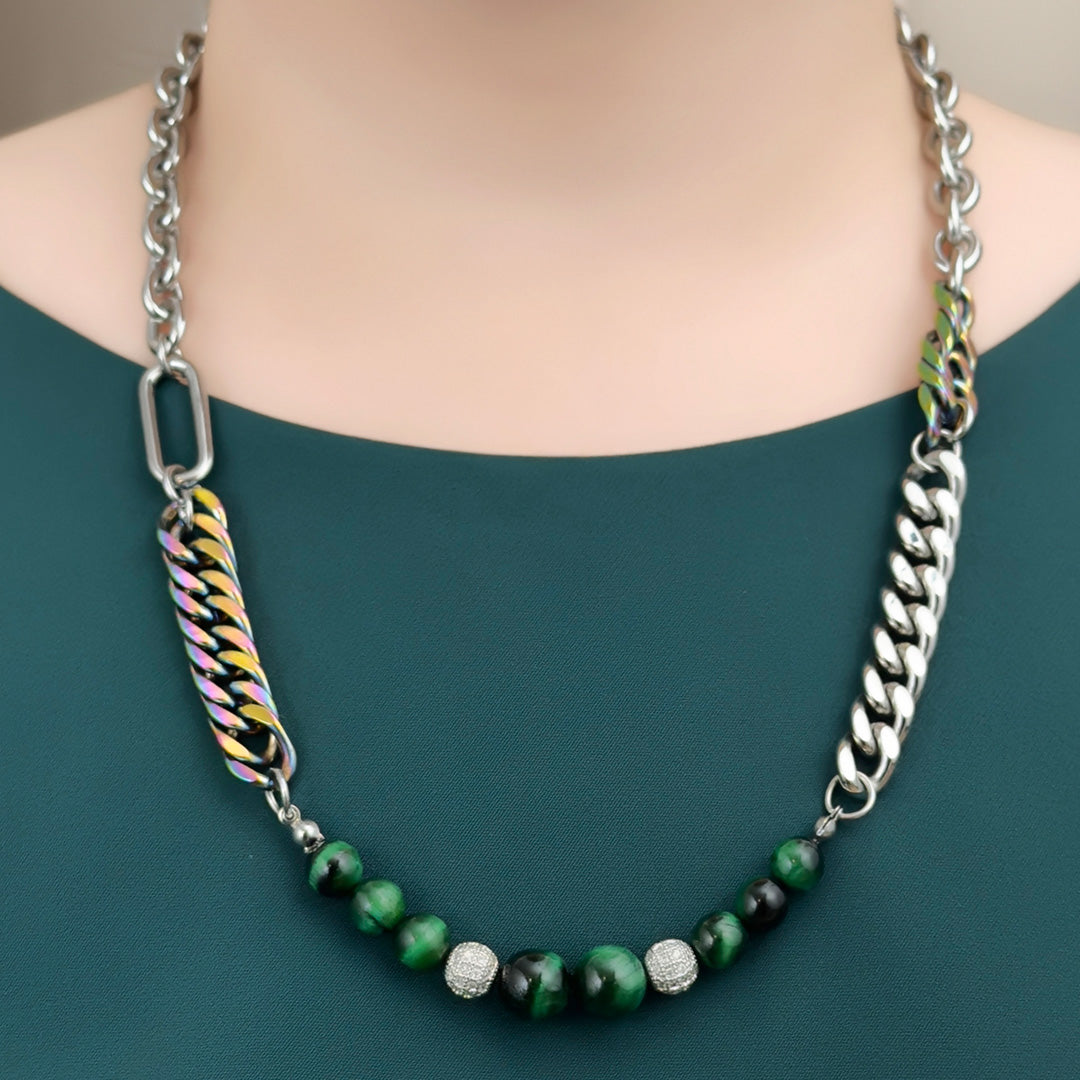 Dustin Green Tiger Eye Hybrid Chain Necklace