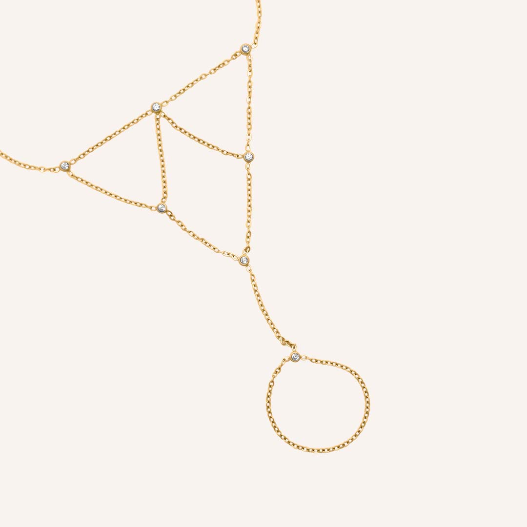 Elian Web Rhinestone Hand Chain Bracelet