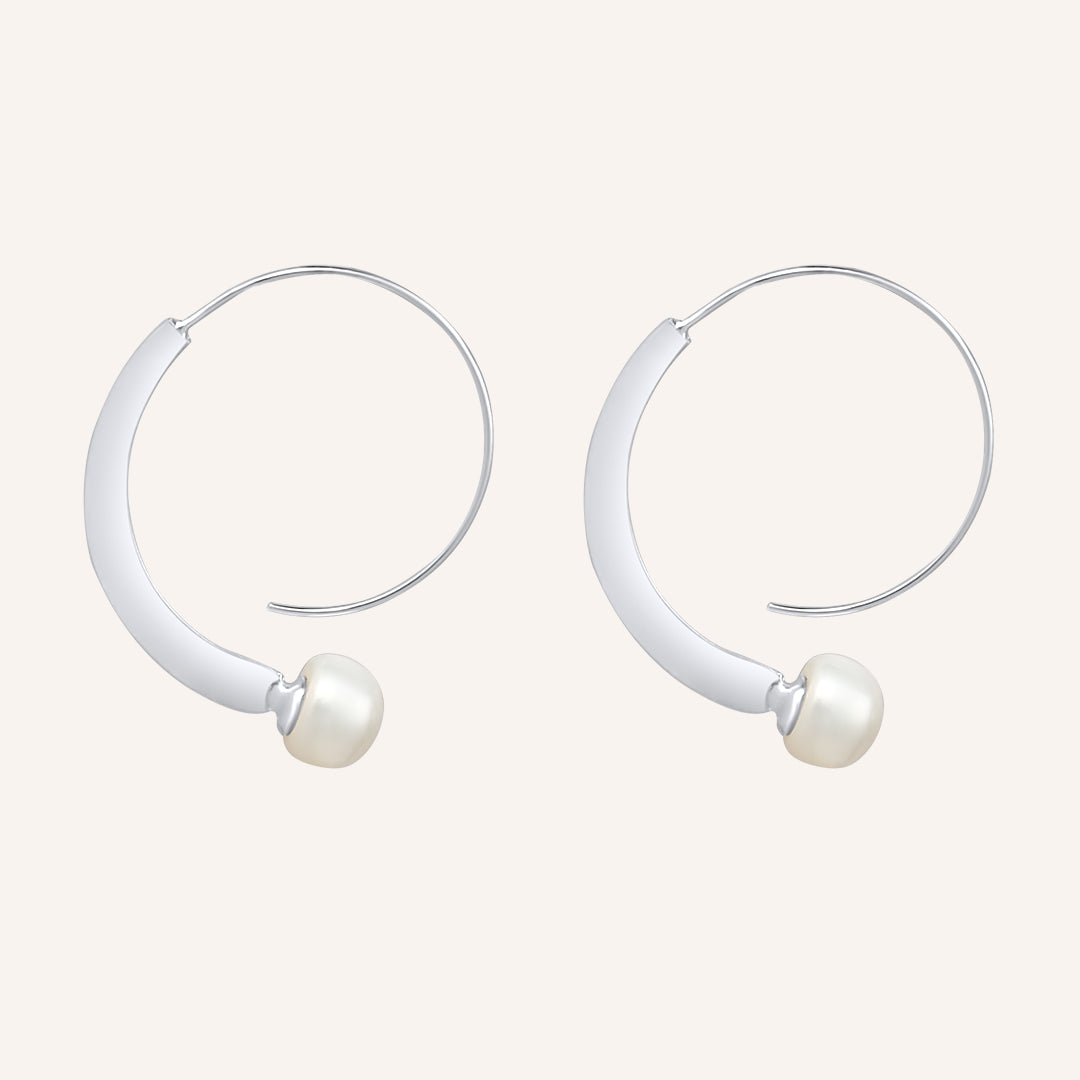 Eliza Pearl Hoop Earrings