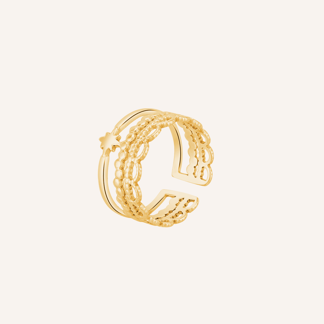 Ellar Lace Cut and Star Ring - Gold