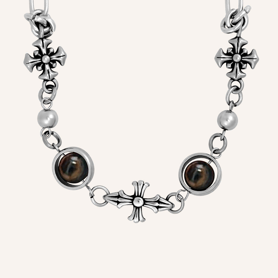 Enigma Hybrid Brown Tiger Eye and Moon Stone Bracelet