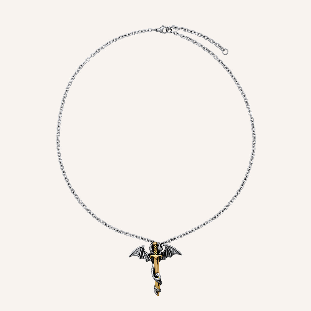 Evelo Duo Tone Dragon Sword Necklace
