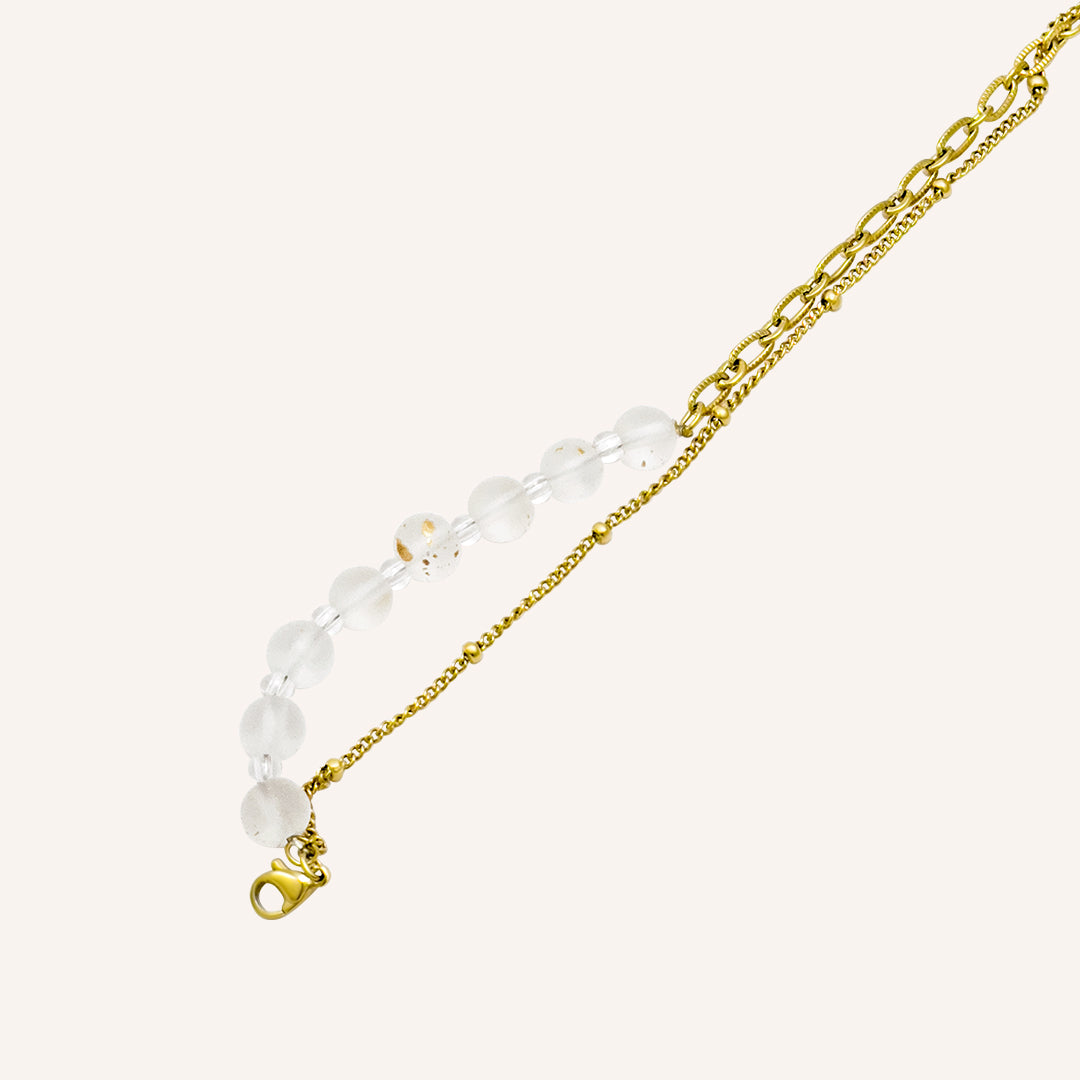 Francesca Clear Beads Hybrid Chain Bracelet - Gold