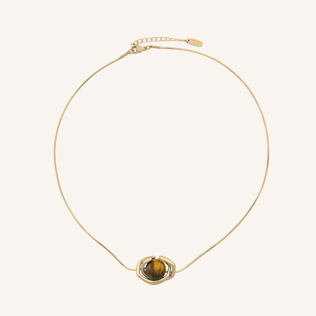 Galvin Brown Tiger Eye Wrap Necklace (Gold)