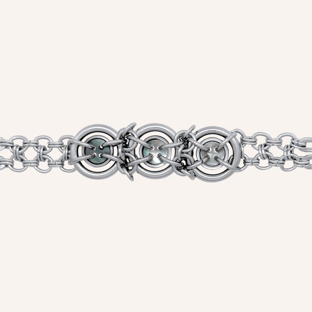 Govan Shell Button Chainmail Bracelet - BLFX