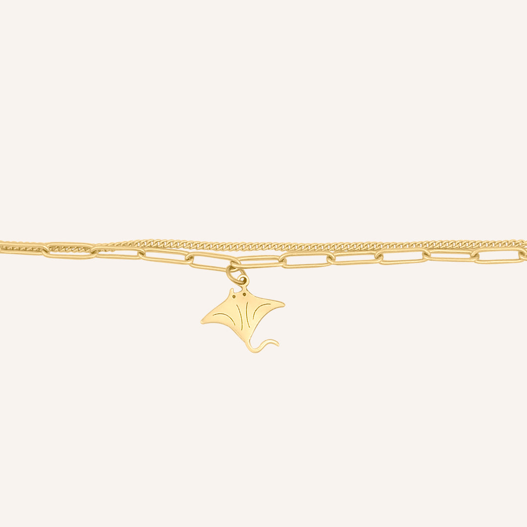 Harlan Manta Rays Layered Chain Bracelet - Gold
