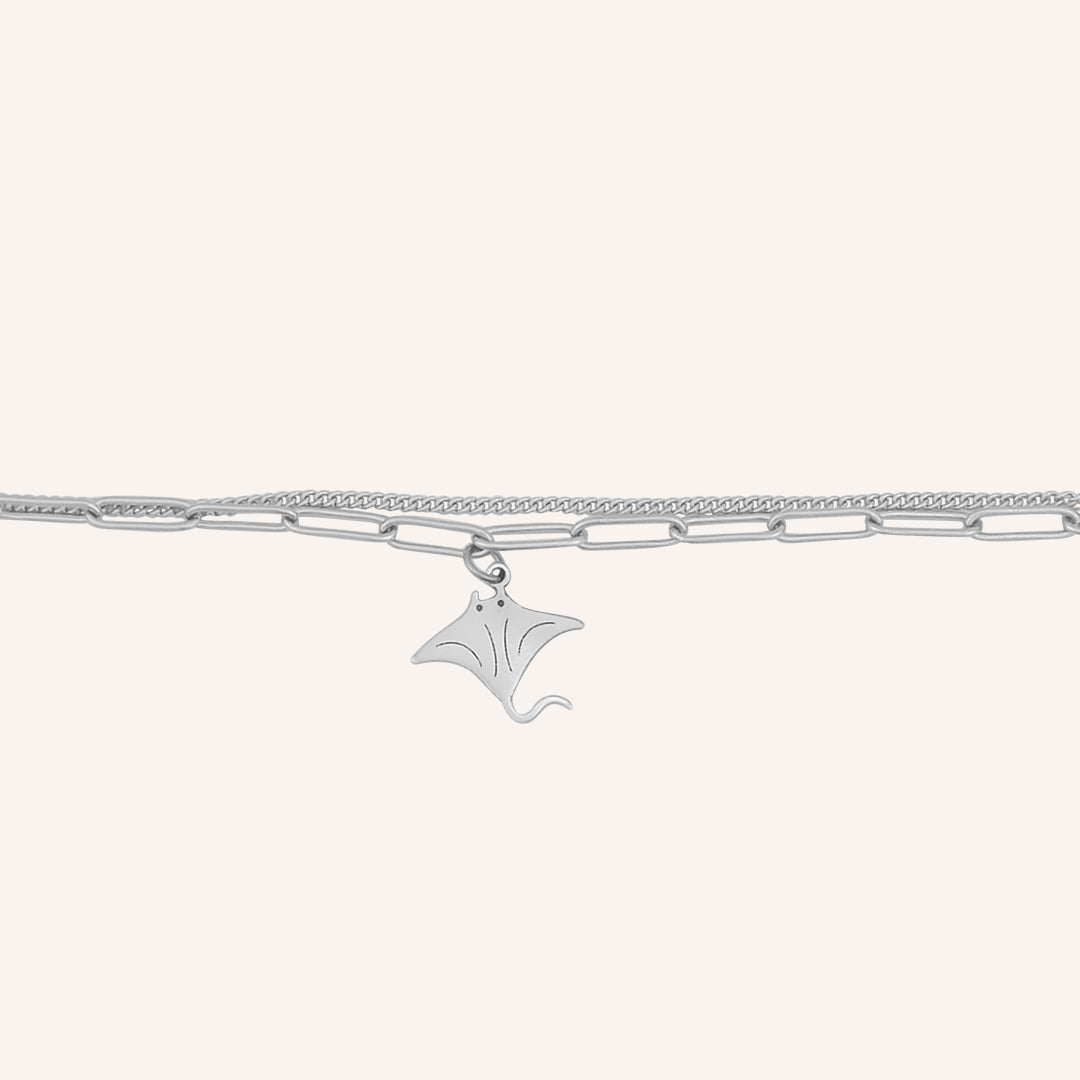 Harlan Manta Rays Layered Chain Bracelet - Silver