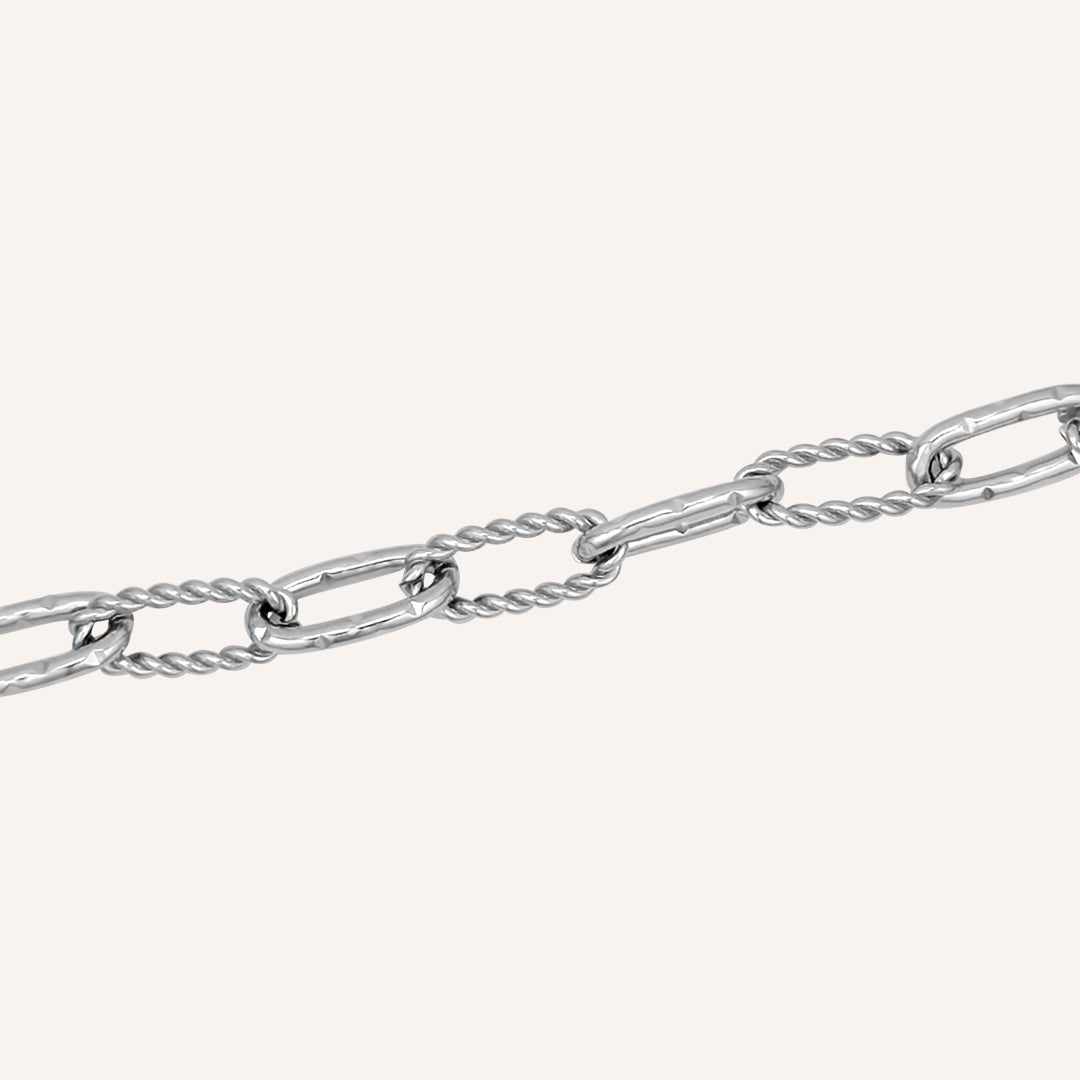 Kamila Rope and Hammered Hybrid Chain Bracelet - Silver