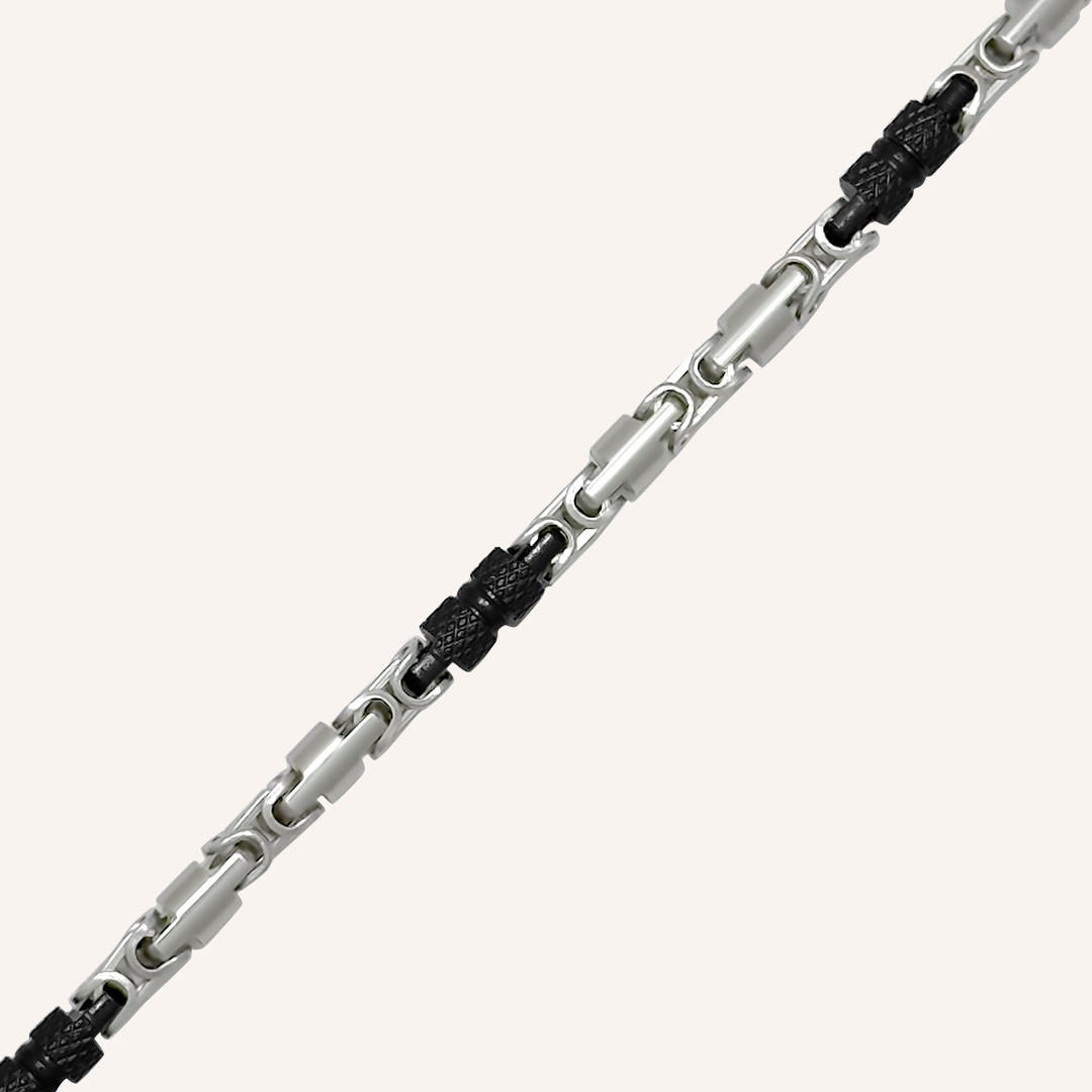 Kellen Duo Tone Tube Hybrid Chain Bracelet - Black Silver