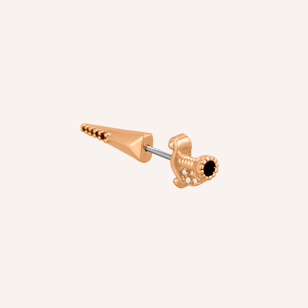 Leighton Sword Front and Back Stud Earrings - Rose Gold