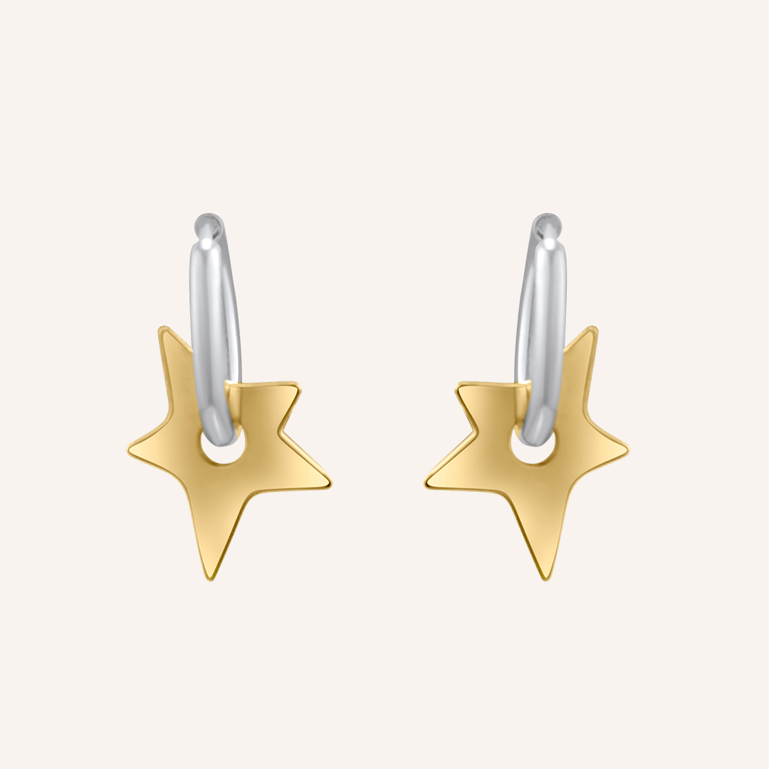 Lisa Star Hoop Earrings - Duo Tone