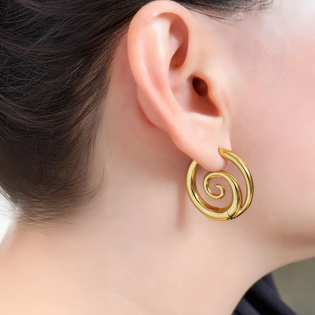 Lucian Spiral Hoop Earring - Gold