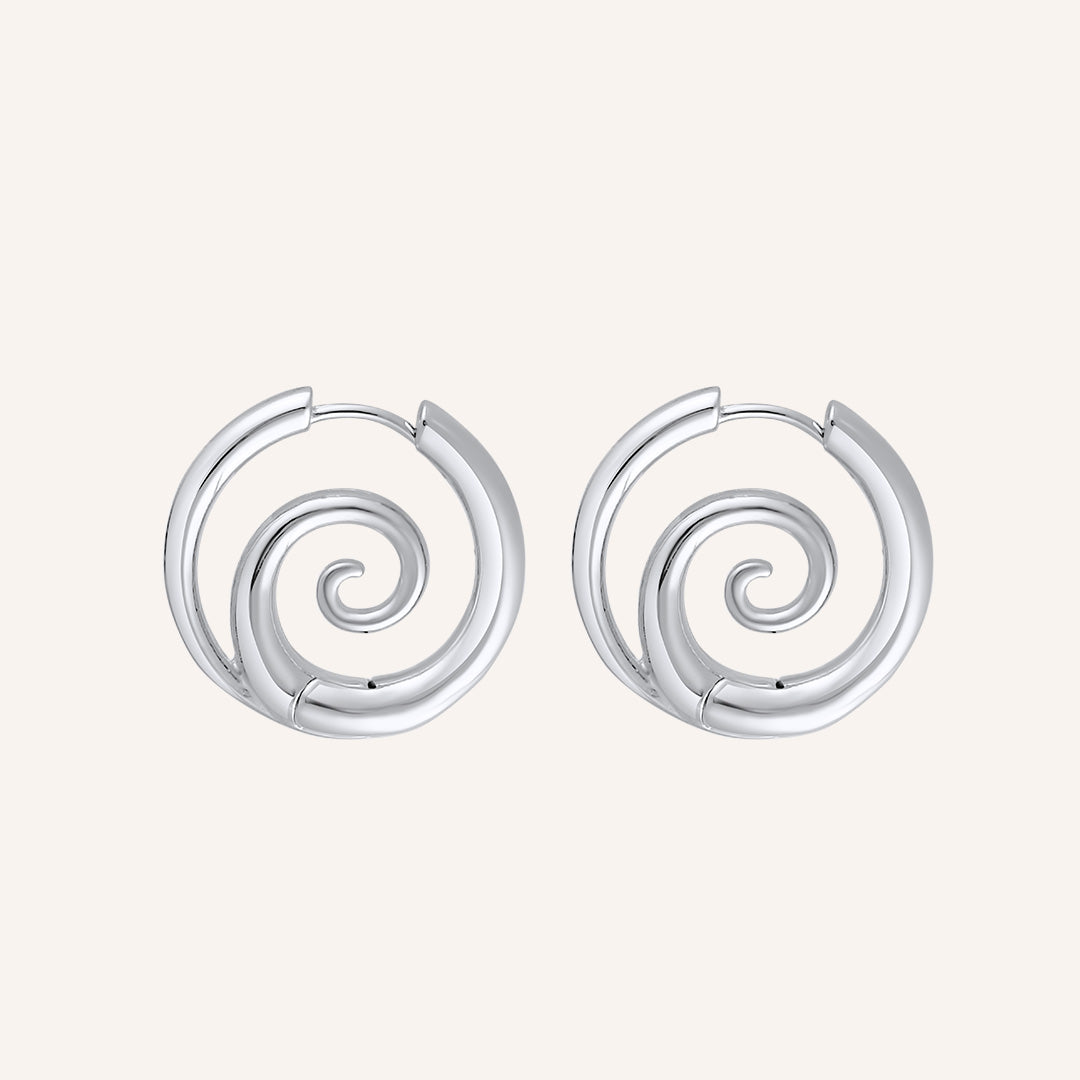 Lucian Spiral Hoop Earring - Silver