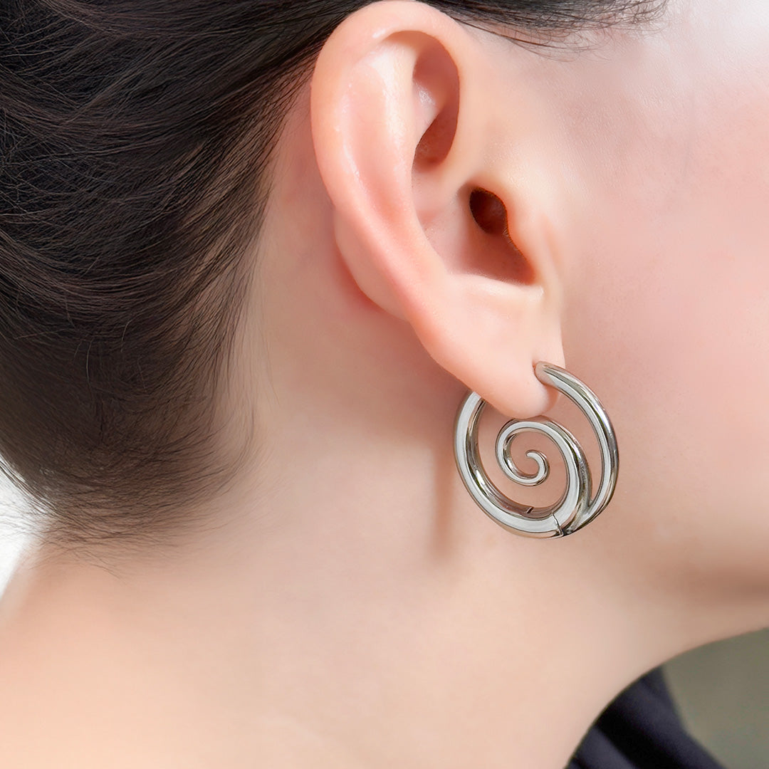 Lucian Spiral Hoop Earring - Silver