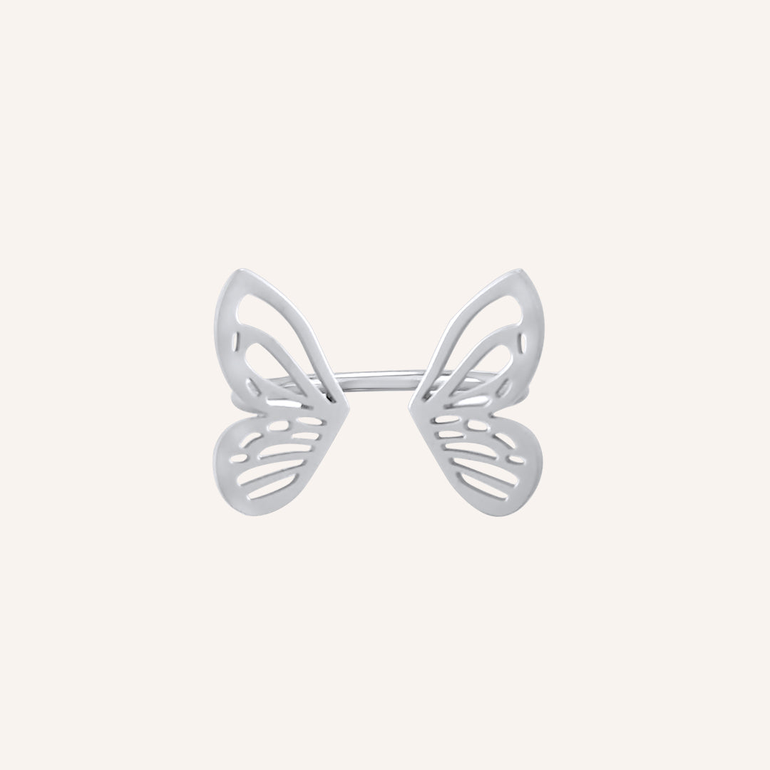 Lucinda Butterfly Open Drop Ring - Silver