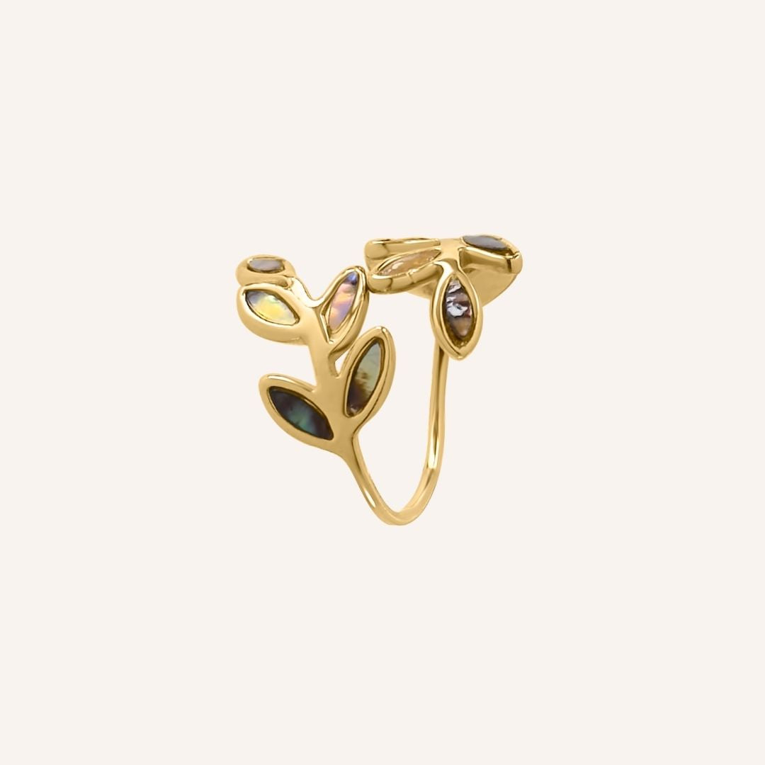 Lysander Abalone Shell Leaf Wrap Ring (Gold) - BLFX