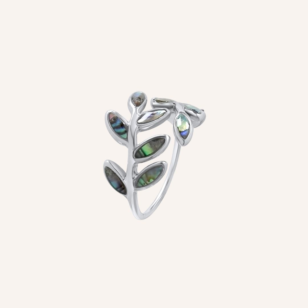 Lysander Abalone Shell Leaf Wrap Ring (Silver) - BLFX