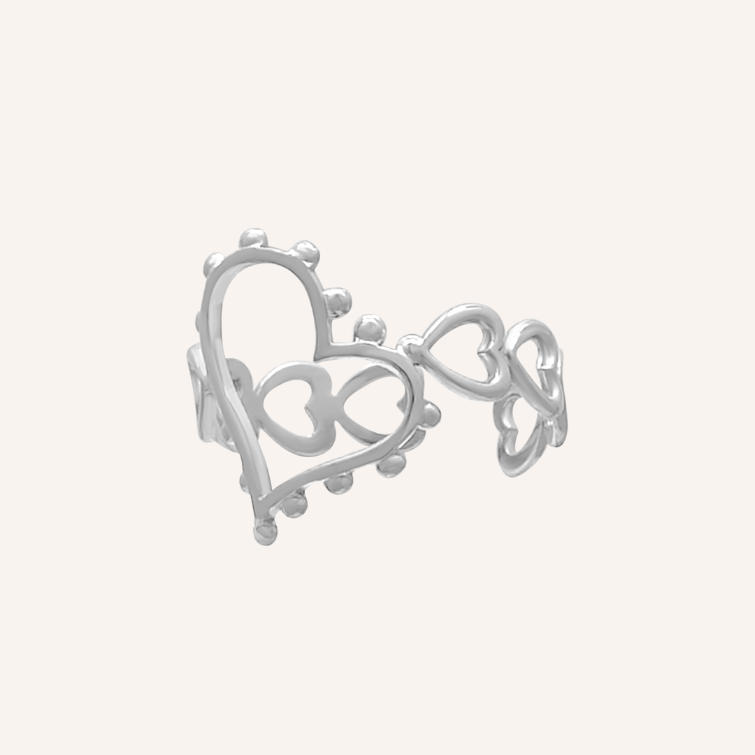 Madge Love Lace Ring - Silver