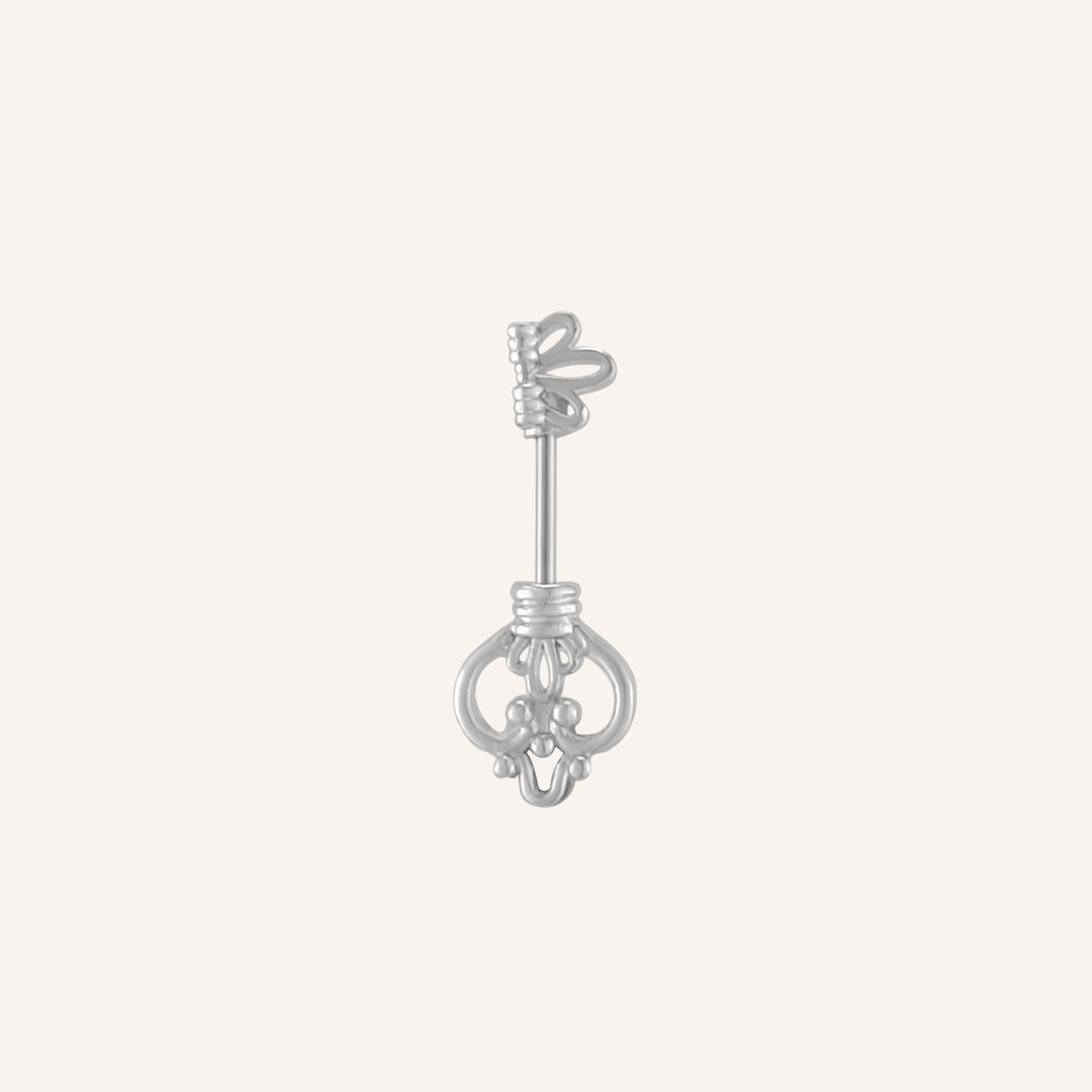 Makayla Key Front and Back Earring - Silver - Single