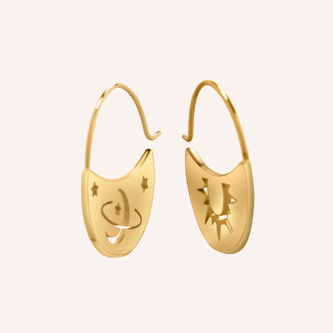 Mindi Mismatch Sun Moon Star Hoop Earring