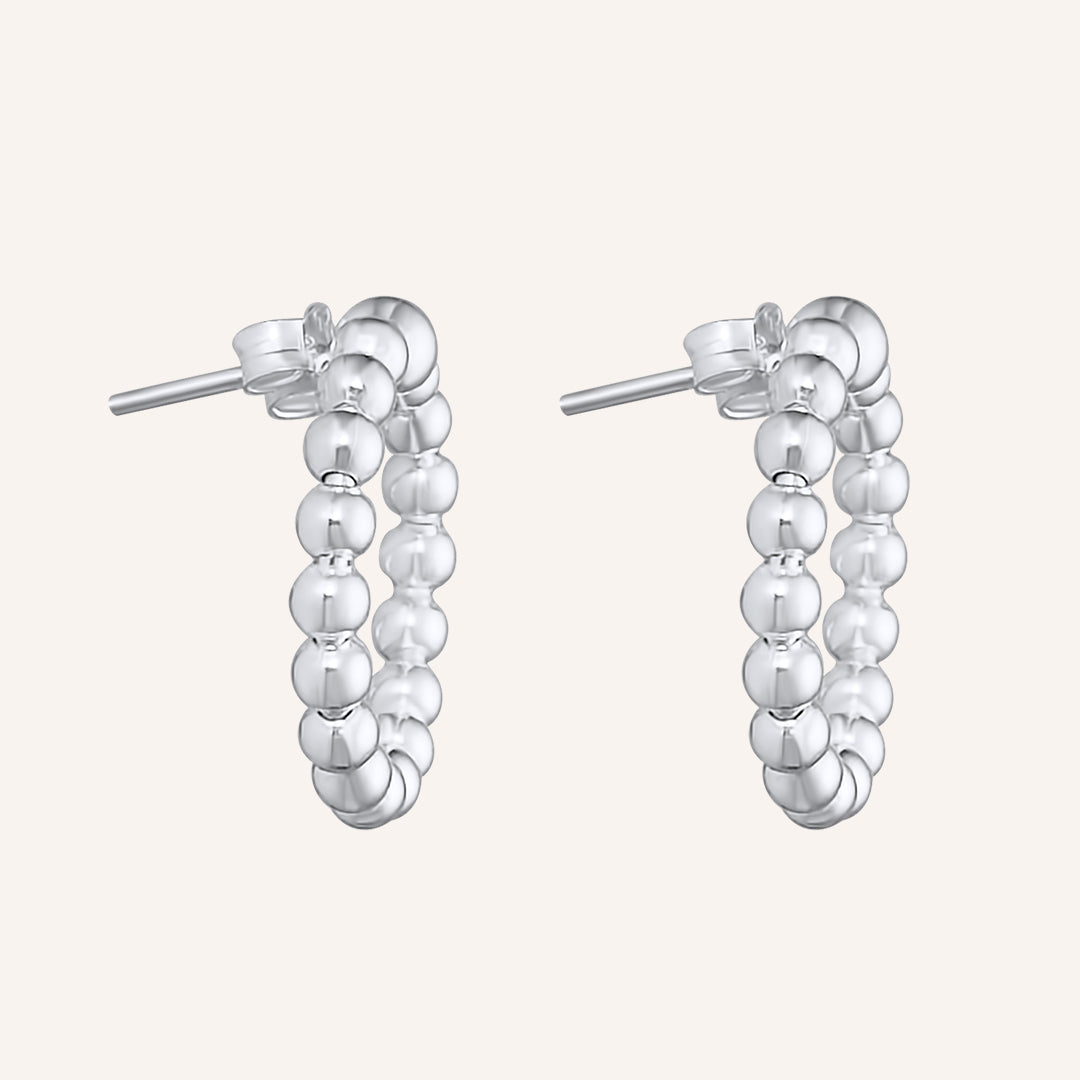 Mini Open Circle Bead Stud Earrings