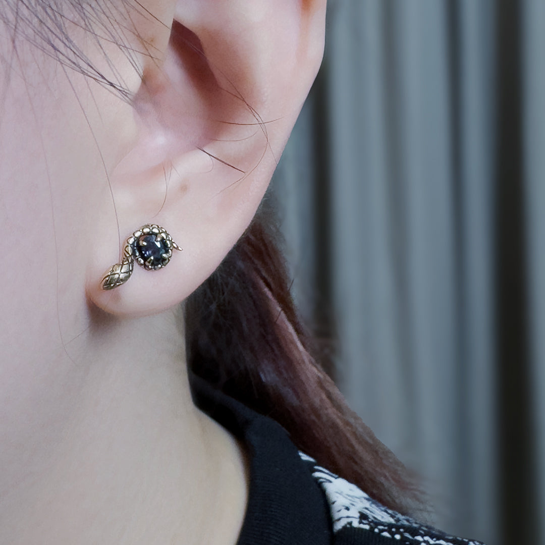 Mitchell Snake Flat Back Stud Earring - Gold (Single)